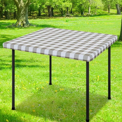 Miniatura 39 de Smiry Mantel cuadrado de pícnic, manteles de vinilo elásticos impermeables, fundas de mesa de lana cuadriculada con parte trasera de franela