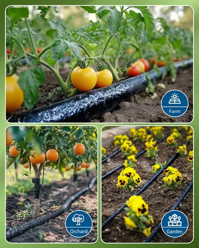Miniatura 7 de DEWENWILS Manguera de remojo de 25 pies para camas de jardín, manguera de goteo redonda de 5/8 pulgadas con regulador de presión, flexible a prueba