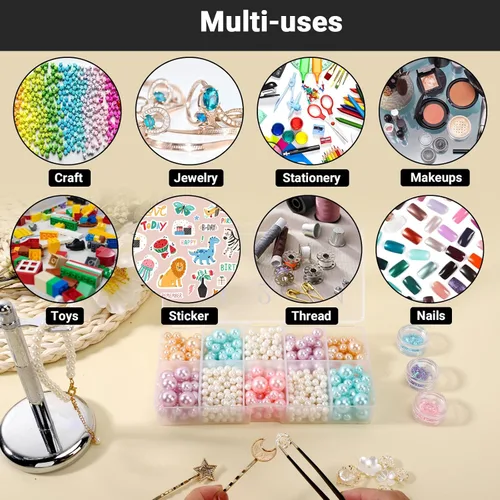 Miniatura 7 de Estuche organizador de uñas postizas acrílicas, 2 unidades, caja de almacenamiento de puntas de uñas de 10 compartimentos con número, contenedor