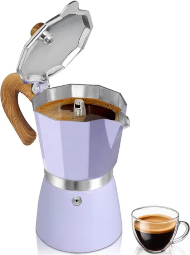 Miniatura 15 de Cafetera de café para estufa, cafetera de expreso de 3 tazas, olla de moka de aluminio, percolador de 5 oz 150 ml, fácil de preparar para estufas