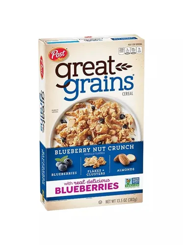 Miniatura 3 de Post Great Grains Blueberry Morning Breakfast Cereal, proyecto sin OMG verificado, saludable para el corazón, bajo en grasa, cereales integrales