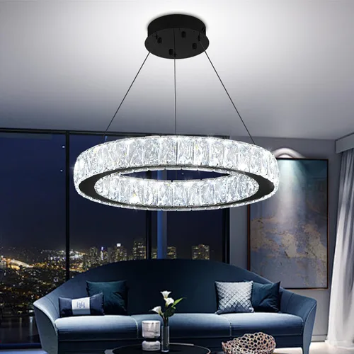 Miniatura 24 de Araña de Cristal LED Moderna Regulable de 8" Anillo Dorado Luminarias Colgantes para Isla de Cocina Comedor Sala de Estar