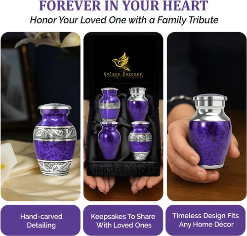 Miniatura 7 de Urnas pequeñas para cenizas humanas – Elegante juego de urnas de cremación de recuerdo para mujeres y hombres adultos – Mini urnas conmemorativas