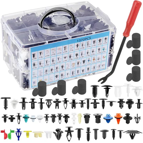 Miniatura 9 de Kit de clips y sujetadores de retención para automóvil – 32 tamaños universales de parachoques de nailon, remaches para guardabarros, clips
