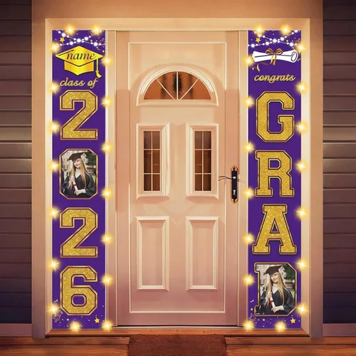 Miniatura 19 de Decoraciones personalizadas para fiestas de graduación 2026 – Cartel de felicitación de graduación grande – Cartel de fondo de graduación