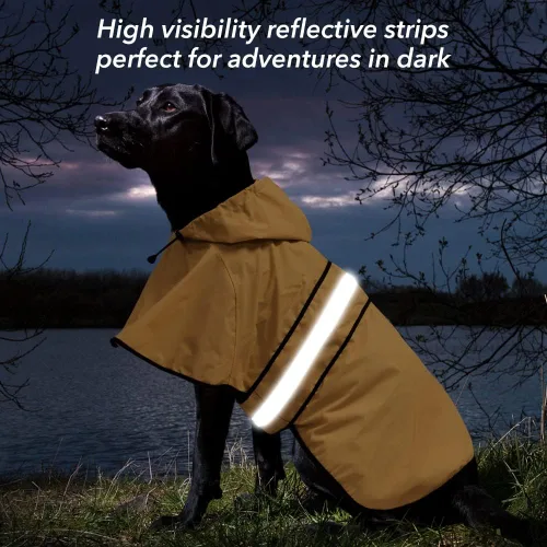 Miniatura 5 de Impermeable reflectante para perros – Impermeable ajustable para perros, impermeable ligero con capucha para perro, poncho chubasquero, chaqueta