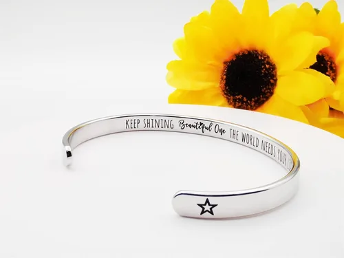 Miniatura 287 de Pulseras inspiradoras para mujer, joyería de acero inoxidable, con refranes, pulsera motivacional con mensaje oculto, pulseras grabadas para mejor
