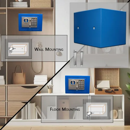 Miniatura 3 de Yuanshikj Caja de seguridad digital electrónica de lujo con cerradura de teclado, para hogar, oficina, hotel, negocios, joyas, pistola, Azul