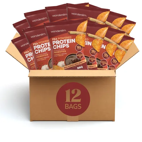 Miniatura 9 de WonderSlim Chips de proteína de guisante, barbacoa de nogal paquete de 10 unidades, 0.35 oz de proteína, sin gluten