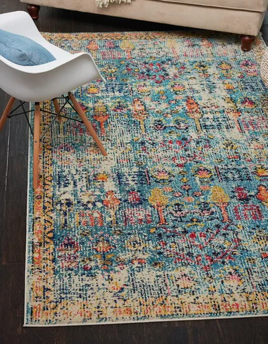 Miniatura 10 de Unique Loom Colección Monterey - Alfombra de área Adobe (2' x 3' 1" Rectángulo Azul/Beige)