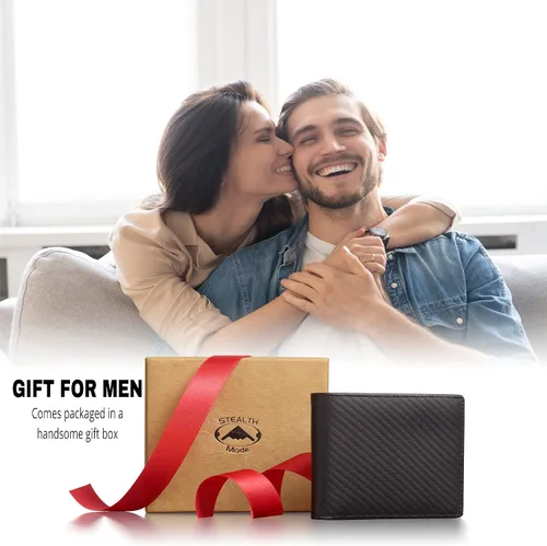 Miniatura 5 de Stealth Mode Cartera plegable de cuero para hombre con ventana de identificación y bloqueo RFID
