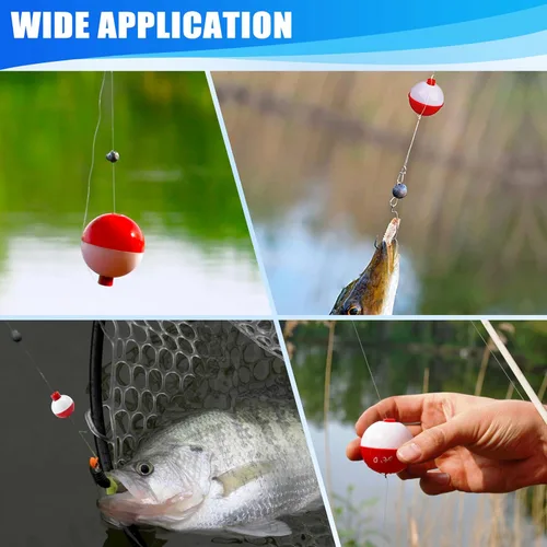 Miniatura 7 de AGOOL Fishing Bobbers Set Snap Hard ABS on Red/White Fishing Floats Bobbers Push Button Round Buoy Floats Tackle Accessories