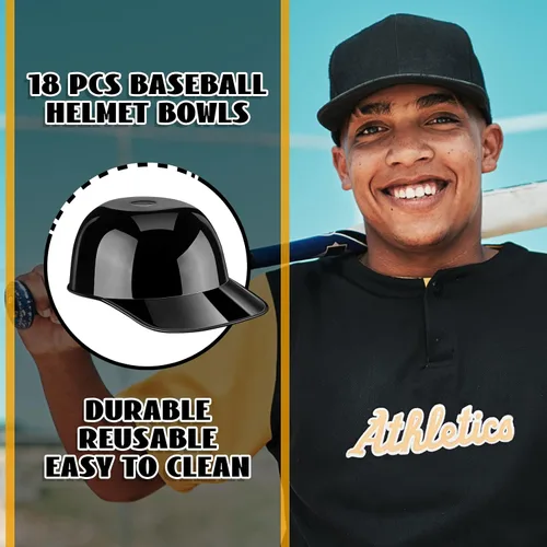 Miniatura 7 de Baderke Cuencos para gorra de béisbol de postre de helado, tazón de 8 onzas, mini tazones para casco, vasos de plástico para suministros de fiesta