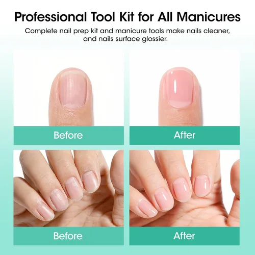 Miniatura 2 de GELLEN Almohadillas limpiadoras de uñas, 50 piezas con 10 herramientas de manicura: bolígrafo empujador de cutículas de cerámica, kit de cuidado
