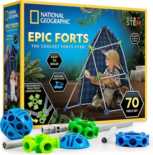Miniatura 13 de National Geographic Kit de construcción de fuertes para interiores, 225 piezas para juego creativo, juguetes de construcción STEM para niños de 6 a
