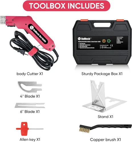 Miniatura 7 de ROMECH Foam Cutter Pro Cuchillo Eléctrico Caliente, Kit de Herramientas de Corte de Espuma de Poliestireno de 100W - con Estuche de Servicio Pesado