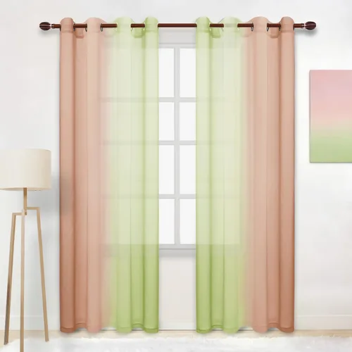 Miniatura 35 de DWCN Cortinas Transparentes de Lino Sintético Negro Degradado Ombré - Cortinas Semi Transparentes de Gasa con Ojales en la Parte Superior