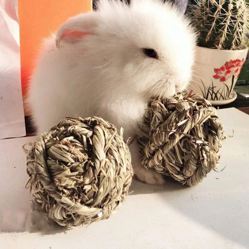 Miniatura 5 de Hamiledyi Pelota masticable de conejo Timothy Grass Molienda de animales pequeños, juguetes masticables para conejos, conejos, hámster, cobayas