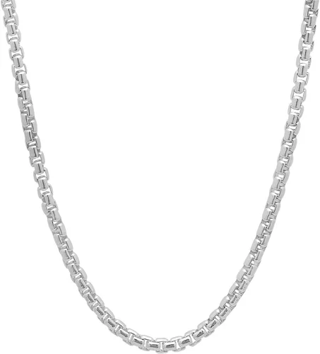 Miniatura 4 de The Bling Factory 3.5mm Solid .925 Sterling Silver Square Box Chain Necklace