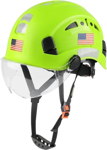 GREEN DEVIL Casco de Seguridad Casco Duro con Visera Correa de Barbilla Ajustable Ligero Ventilado ABS Casco de Trabajo para Hombres y Mujeres Verde