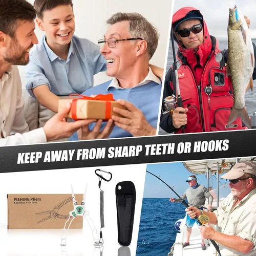 Miniatura 6 de Alicates de pesca con mango ergonómico innovador, resistente a la corrosión y agua salada, removedor de gancho multiherramienta de pesca, corte