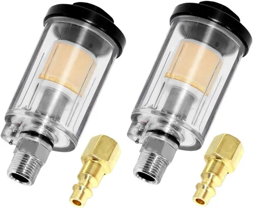 Miniatura 10 de beduan Filtro separador de aceite de agua, filtro NPT macho y hembra de 1/4 de pulgada para pistola rociadora de hilo de aire (2 unidades)