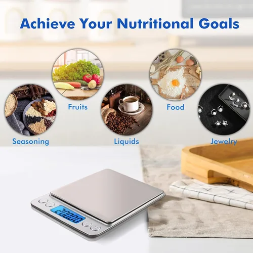 Miniatura 4 de Báscula digital de cocina 17.64 oz 0.00 oz báscula de alimentos de alta precisión báscula de cocina multifuncional de acero inoxidable con pantalla
