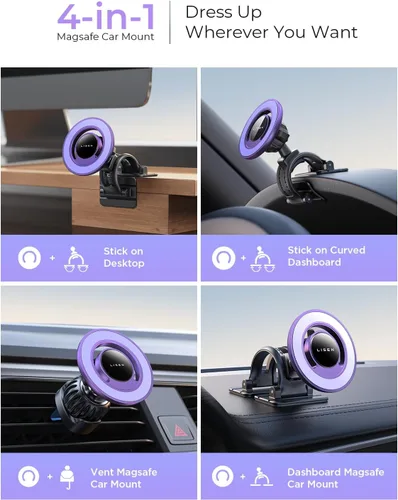 Miniatura 2 de LISEN Compatible con Soporte para Coche MagSafe, Soporte Magnético Fuerte para Teléfono de Coche Magsafe, Soporte de Montaje para Coche iPhone 16