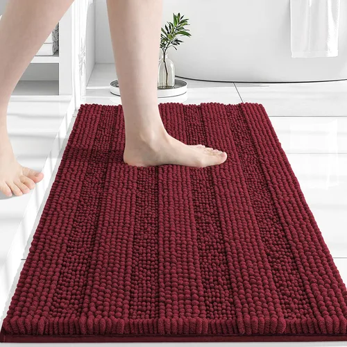 Miniatura 17 de Grandaily Alfombras de baño de felpilla a rayas de 24 x 16 pulgadas, extra gruesas y suaves, absorbentes, parte trasera de goma, alfombra de ducha