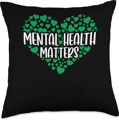 Miniatura 4 de Green Ribbon Mental Health Awareness Matters Throw Pillow