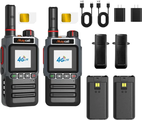 Miniatura 10 de Walkie Talkies globales con tarjeta SIM de servicio de por vida, radio de red Walkie Talkies de alcance ilimitado, radios bidireccionales, batería