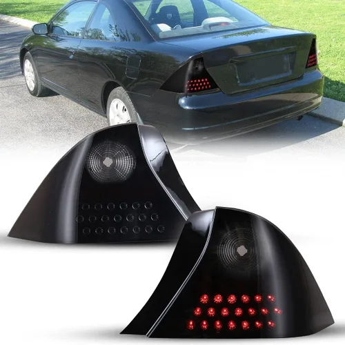 ROXX Conjunto de luces traseras LED para Honda Civic 2001-2003 Coupe de 2 puertas, negro + humo, señales de giro/luces de freno LED y DRL, IP67
