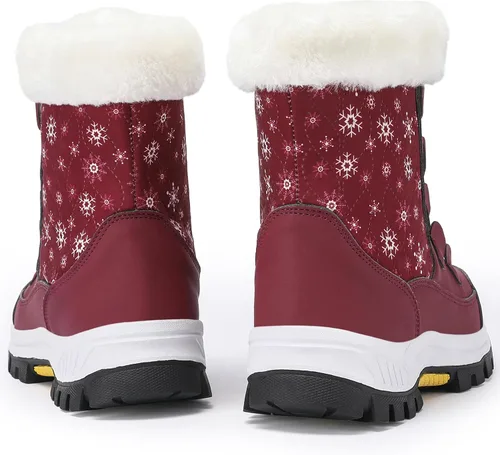Miniatura 4 de COOJOY - Botas de nieve a media caña, peludas, e impermeables de mujer para el invierno