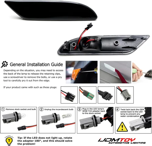Miniatura 6 de iJDMTOY Juego de luces de señalización lateral delantera de tira LED completa con lente oscura ahumada compatible con 2007-2009 Mercedes W221 Pre-LC