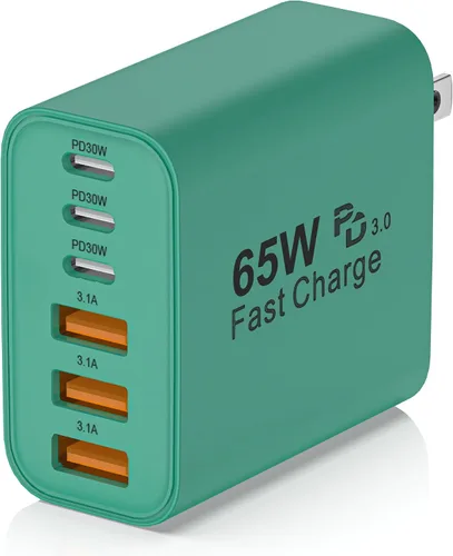 Miniatura 12 de Bloque de carga USB C, 65 W, 6 puertos, bloque de carga USBC, cargador de pared, cargador de iPhone, carga rápida, multipuerto tipo C, PD+QC, Negro