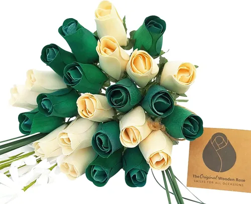 Ramos originales de rosas de madera en 1, 2, o 3 docenas Día de San Patricio