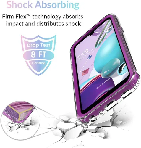 Miniatura 8 de Jeylly Funda para LG K31 con protector de pantalla, LG Aristo/Aristo5+/Phoenix 5/K8X/K300, funda protectora híbrida de goma de silicona suave