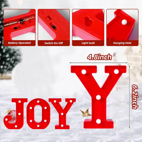 Miniatura 2 de EDYCON Letrero de Luces con Letras de Navidad Decoraciones de Mesa Letras LED de Navidad con Luz a Pilas para Hogar Bar Fiesta de Navidad Dormitorio