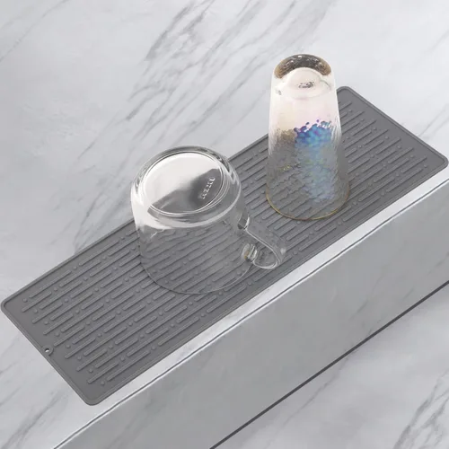 Miniatura 18 de GeeRic Tapete para secar platos, tapete de silicona resistente al calor para encimera de cocina, tapete antideslizante para secar platos, apto