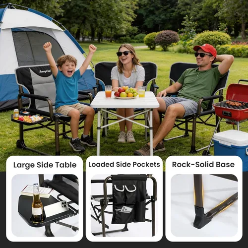 Miniatura 4 de SUNNYFEEL Oversized Camping Directors Chair 2 Pack Portable Foldable Camp Chair for Adults Support 600lbs with Side Pocket and Side Table for Beach