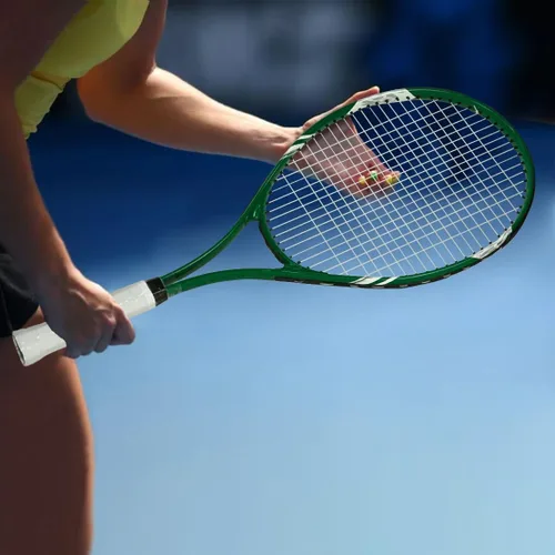 Miniatura 2 de Raquetas de tenis para 2 jugadores recreativas para principiantes, juego de raquetas adultas ligeras preencordadas de 27 pulgadas para mujeres
