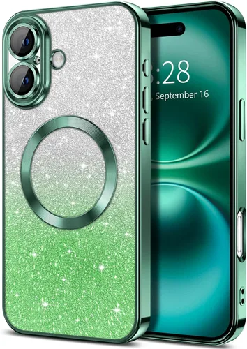 Miniatura 28 de Hython Funda para iPhone 13 Pro transparente con purpurina magnética [compatible con MagSafe] Protector completo de lente de cámara delgado