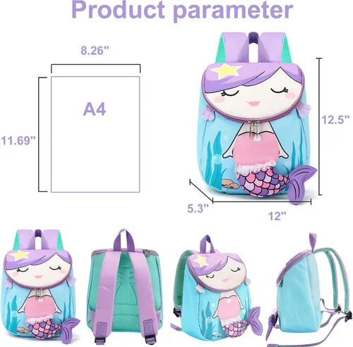 Miniatura 2 de Bluboon Mochila para niños pequeños para niñas, mochila preescolar 3D, mochila escolar para niños pequeños