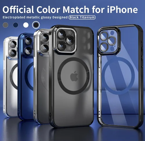 Miniatura 5 de Funda magnética para iPhone 15 Pro Max galvanizada transparente TPU suave [protección completa del lente de la cámara] imanes N56 que no se