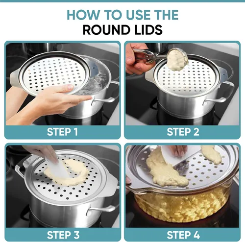 Miniatura 5 de Zoie + Chloe, tapa de acero inoxidable para preparar Spaetzle, con espátula, Round