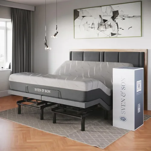 Miniatura 9 de Sven & Son Base de cama ajustable clásica, elevación de cabeza y pies, masaje, luces bajo la cama, USB, memoria de gel, marco inteligente