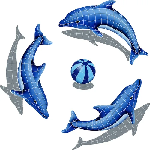 Miniatura 8 de Dolphin Group - Mosaico de cerámica para piscina (azul, 42 x 42 pulgadas)