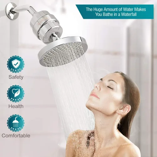 Miniatura 4 de ADOVEL - Cabezal de ducha de alta potencia y filtro de agua dura, filtro de ducha de 15 etapas elimina el cloro y sustancias nocivas, cabezal