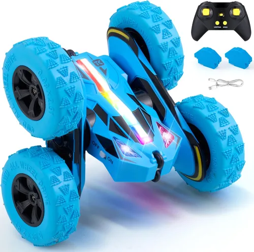 Miniatura 10 de Threeking Rc Stunt Car Automóvil de acrobacias con control remoto, camión todoterreno con volteo de doble cara, rotación de 360º, deformación 3D