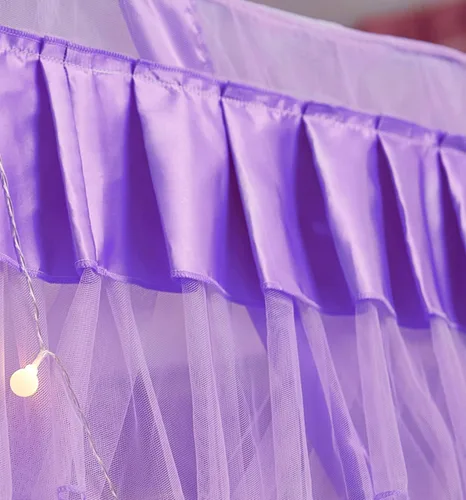 Miniatura 6 de Mengersi Cortinas de cama con dosel tamaño Queen – Cortinas de dosel de cama – Toldo de 4 aperturas para cama – Lindo regalo de decoración de Morado